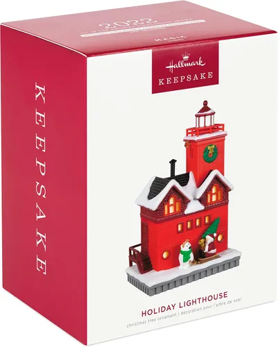 Vista 3 de Hallmark Keepsake Adorno navideño de plástico con fecha de año 2022, faro navideño con luz