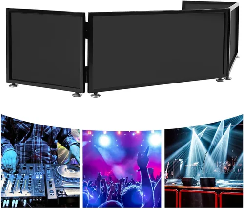 Vista 3 de Cabina de DJ portátil para DJ, pantalla plegable para fachada de eventos de DJ con bolsa de viaje para exteriores e interiores y fiestas en el patio