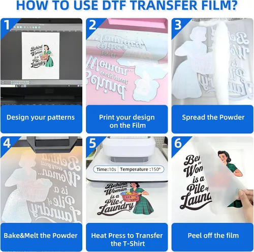 Vista 4 de Papel de película de transferencia DTF A4 para todas las impresoras DTF y tela oscura (100 hojas) Hojas de transferencia directa a película