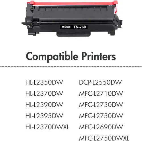 Vista 3 de Amstech Cartucho de tóner de repuesto compatible para tn760 paquete de 4