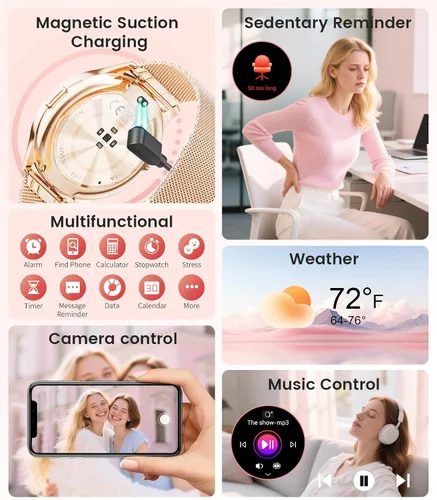 Vista 8 de Reloj inteligente para mujer con llamada de marca/respuesta, rastreador de actividad HD AMOLED de 1.43 pulgadas para Android iOS, reloj inteligente