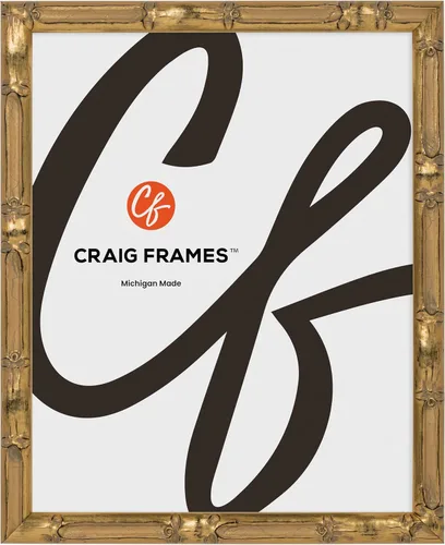 Vista 10 de Craig Frames Marco de fotos de bambú sintético, 4 x 5, dorado vintage Listo para colgar con una parte frontal de cristal protectora, fabricado