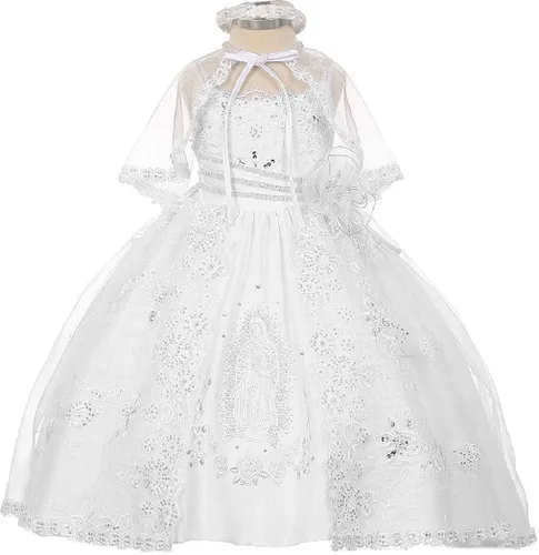 Vista 4 de Virgen María Bordado Bebé Niño Niña Iglesia Bautizo Vestido