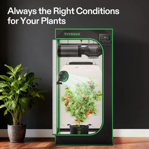 Vista 9 de VIVOSUN Smart Pro - Kit de tienda de cultivo de 2 x 2 pies, 1 planta, control automático integrado con WiFi con GrowHub E42A+, luz LED