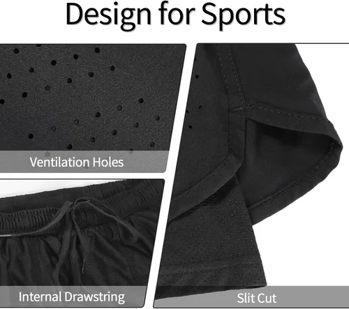 Vista 4 de ARSUXEO - Shorts deportivos para hombre (2 en 1)