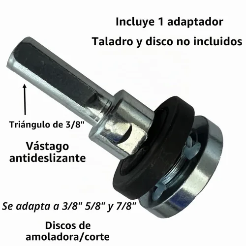 Vista 2 de Keyfit Tools Adaptador de taladro de EE. UU. para discos de amoladora de eje de 3/8 pulgadas, 5/8 pulgadas y 7/8 pulgadas y ruedas de corte