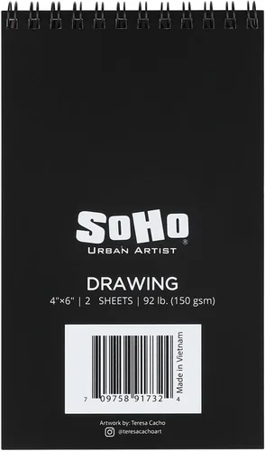 Vista 2 de SoHo Urban Artist Bloc de dibujo de tapa blanda, 4 x 6 pulgadas, 92 libras (5.29 oz/m²), cuaderno de bocetos de medios mixtos, 24 hojas de doble