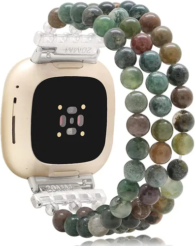 Vista 10 de C&L Accessories Pulseras compatibles con bandas Fitbit Versa 3/Versa 4/Fitbit Sense 2/Bandas Sense para mujeres y hombres con cuentas de piedras