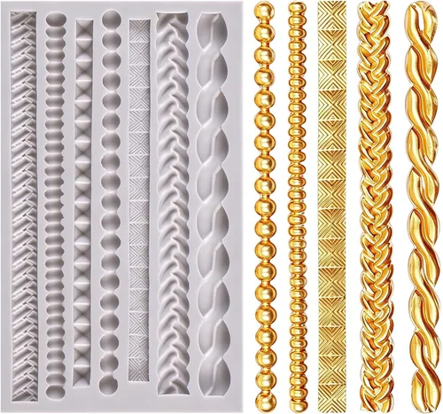 Vista 24 de Molde de fondant de silicona de voluta barroca para decoración de pasteles, 4.67x3.58 pulgadas Sin BPA, apto para lavavajillas, microondas, fácil