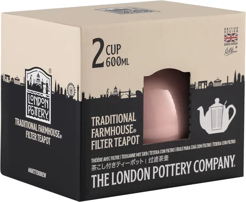 Vista 6 de London Pottery Tetera Farmhouse con infusor de cerámica, rosa Janpaese Sakura, 2 tazas (20.3 fl oz)