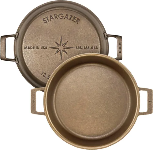 Vista 8 de Stargazer Sartén de hierro fundido de 10.5 pulgadas Fabricado en Estados Unidos, sazonado, sartén premium para asar a la parrilla, asar, hornear
