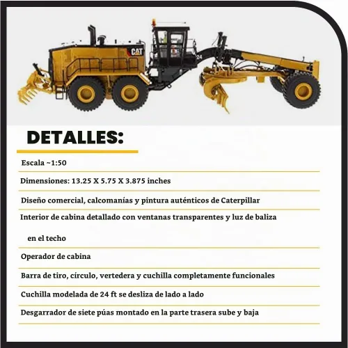 Vista 4 de Diecast Masters Motoniveladora Caterpillar 24 - Serie High Line Escala 1/50