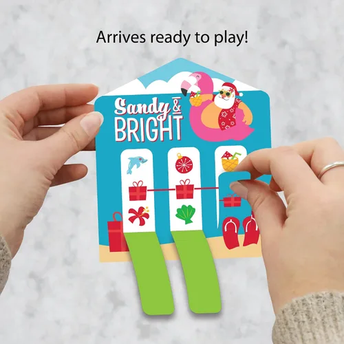 Vista 2 de Big Dot of Happiness Tropical Christmas - Juego de 12 tarjetas de encurtidos para fiesta de vacaciones de Santa en la playa, pestañas de tracción 3