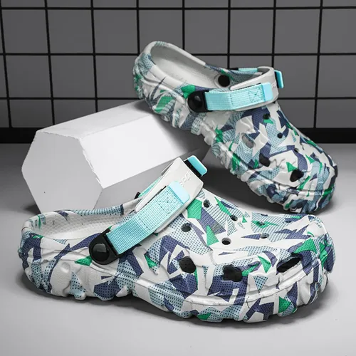 Vista 5 de ihinzry Zuecos de jardín para hombre, sandalias de playa para hombre, pantuflas de exterior con correa ajustable