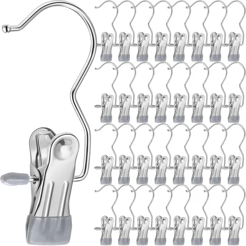 Vista 11 de Yinder Ganchos Colgadores para Botas Clips Ganchos de Lavandería Colgantes de Acero Inoxidable Pinzas para Ropa Colgadores Portátiles para Armario