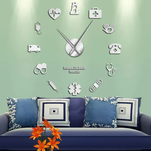 Vista 8 de XDG Proud to Be A Nurse Doctor & Nurse Kit DIY Relojes de pared grandes para oficina médica, hospital, decoración de pared, reloj de manos largas