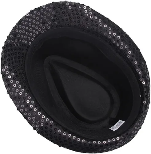 Vista 4 de Aniler Sombrero Fedora unisex de lentejuelas de color sólido