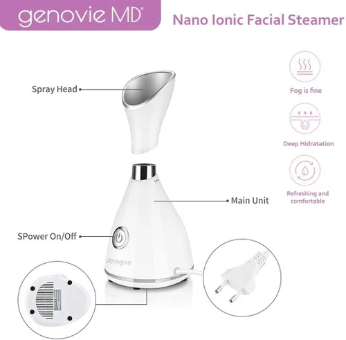 Vista 3 de Vaporizador facial nano iónico, limpieza profunda facial, vaporizador facial nano iónico, portátil, vapor caliente superfino para limpieza profunda
