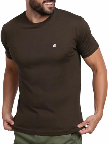 Vista 60 de Camisetas casuales de algodón suave con cuello redondo y ajuste atlético