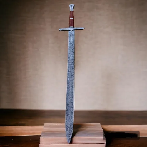 Vista 4 de Espada de acero de Damasco personalizada, espada de caza de machete legendario de 37 pulgadas