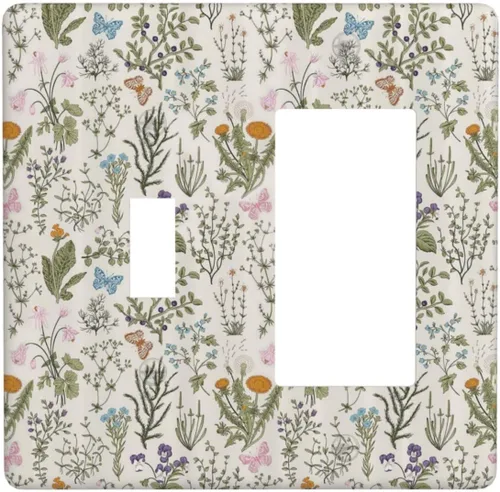 Vista 41 de William Morris Floral Boho Azul Medianoche Azul Bohemio Flor 1 Banda Dúplex Cubierta de Salida Decorativa Receptáculo Único Interruptor Eléctrico