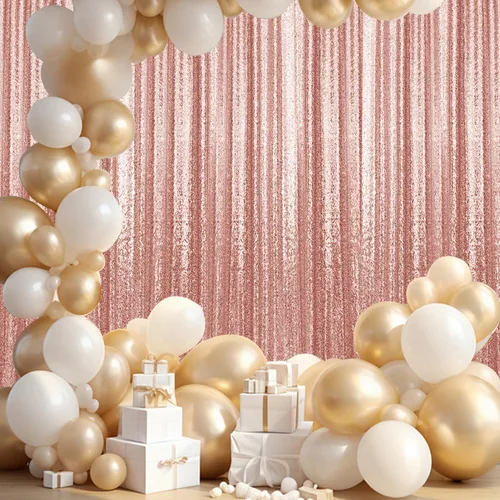 Vista 47 de 2 paneles de cortinas de fondo de lentejuelas verdes de 8 pies, cortinas de fondo de fotografía con purpurina para decoración de Navidad, boda