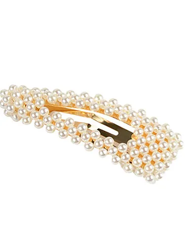 Vista 6 de Fodattm 2 pinzas para el pelo de perlas de imitación dulce, horquilla simple de aleación de moda BB accesorios para el cabello para mujeres