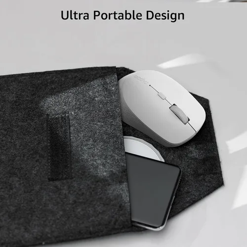 Vista 7 de Rapoo M300G - Mouse inalámbrico silencioso, mouse Bluetooth para portátil, 2.4 GHz con receptor USB, seguimiento óptico de 2400 DPI ajustable