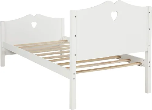Vista 9 de MERITLINE Base de cama de plataforma de tamaño individual, cama de plataforma de madera maciza con cabecera y estribo, soporte de listones de madera
