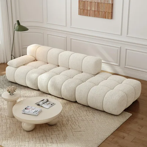 Vista 22 de Settab Sofá modular de nube modular de 118.5 pulgadas con otomana móvil, sofá de pana moderno de 4 asientos, asiento profundo, sofá sin hueso