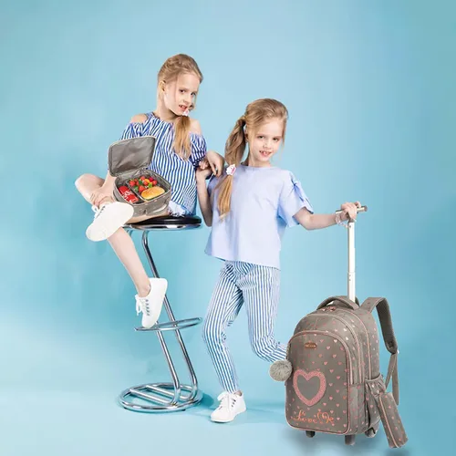 Vista 7 de Egchescebo Bolsas escolares para niños, mochila con ruedas para niñas y niños