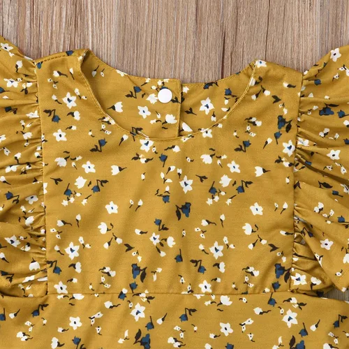 Vista 4 de VISGOGO Conjunto de ropa a juego para bebés y niñas, con diseño floral, para la diadema