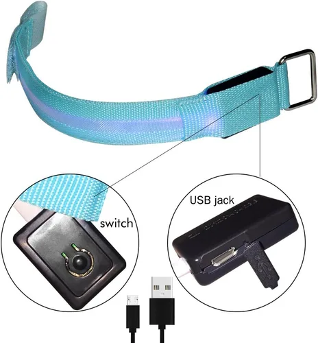 Vista 3 de Fashion&cool Banda LED de palmada, pulsera deportiva con luz recargable por USB, pulseras ajustables que brillan en la oscuridad para hombres