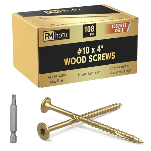 Vista 24 de #10 x 2-1/2" Tornillos para Terraza, 108 Piezas Tornillos para Madera con Cabeza Estrella, Tornillos para Madera Resistentes al Óxido para Negro