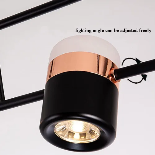 Vista 5 de Luces colgantes de isla de cocina, 6 luces negras industriales lineales LED candelabro ajustable para comedor, sala de estar, mesa de piscina, barra