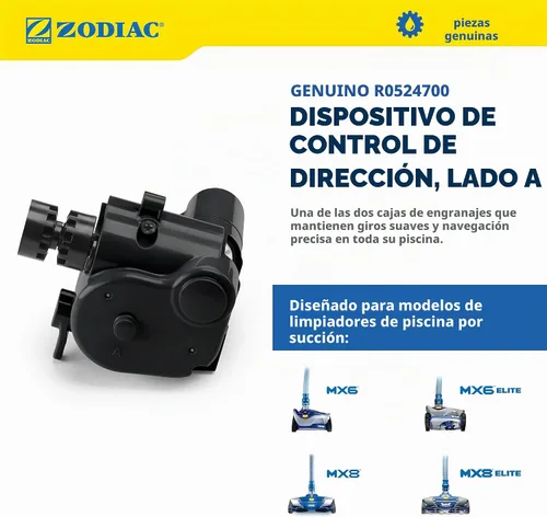 Vista 2 de Zodiac Piezas Genuinas MX8 Dispositivo de Control de Dirección Lado A, R0524700