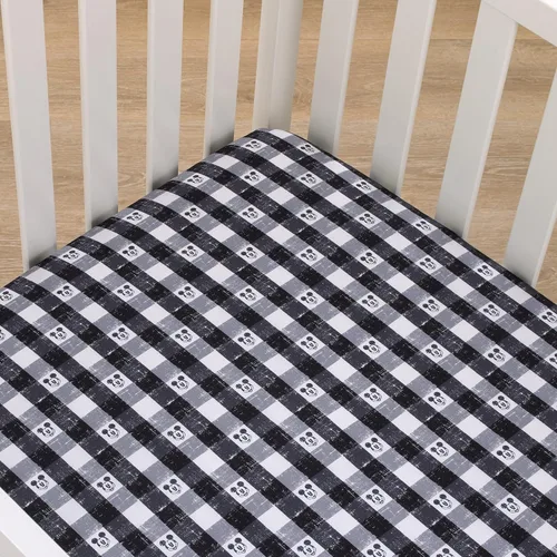 Vista 3 de Everything Kids Disney Mickey Mouse - Sábana bajera ajustable de poliéster para cuna, color negro, blanco y gris