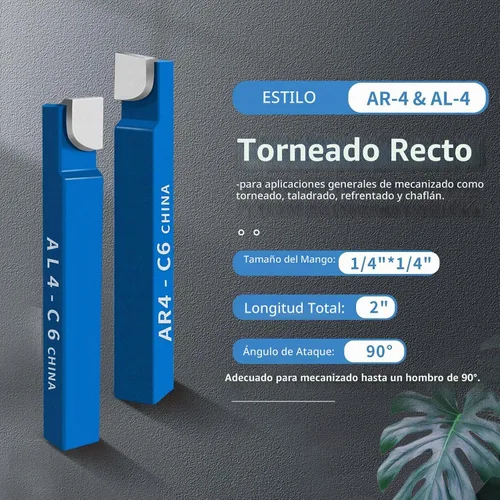 Vista 4 de 10 piezas de herramientas cortadoras de torno de metal de 1/4 de pulgada con punta de carburo, juego de corte de bits C6, para torneado de torno