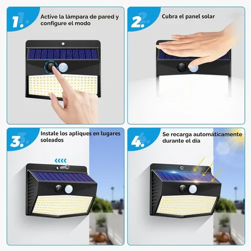 Vista 5 de Peasur 1 paquete de luces solares con sensor de movimiento para exteriores