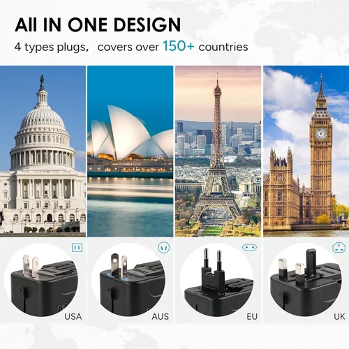 Vista 3 de Travel inspira Combo de báscula digital de equipaje y adaptador de enchufe de viaje, Combo de báscula digital de equipaje y adaptador de enchufe