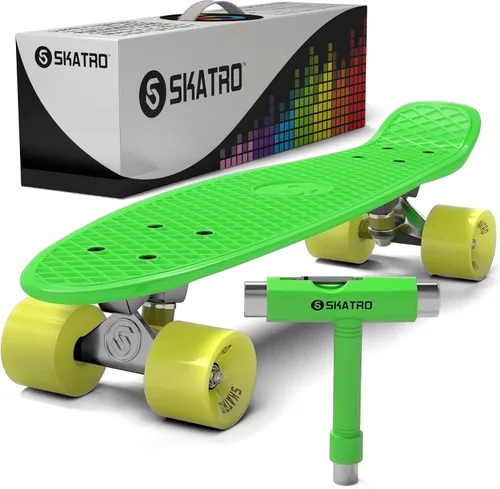 Vista 12 de Skatro - Monopatín modelo mini cruiser. Tablero de plástico de estilo retro de 22 x 6 pulgadas.Viene completo.