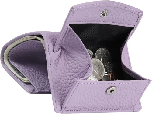 Vista 7 de Karmiir RFID - Cartera pequeña de cuero para hombres y mujeres con bolsa para monedas, billetera compacta de triple bolsillo con ranura