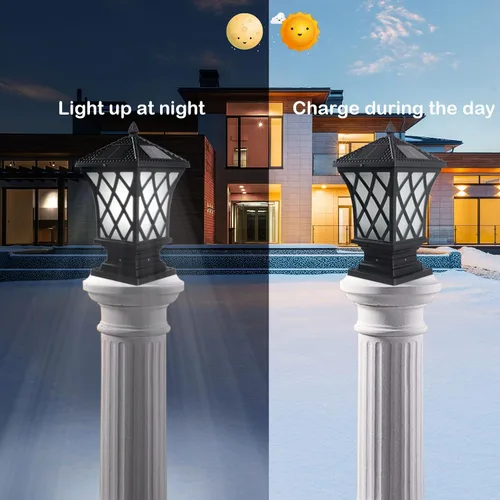 Vista 4 de Kendal Lámpara solar grande para exteriores con tapa LED, resistente al agua (paquete de 2)