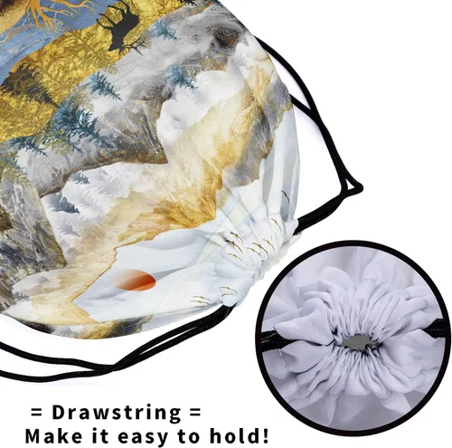 Vista 173 de Bolsa de agarre de gimnasia de piel de animal, bolsa de gimnasia con cordón ajustable, bolsa de cuerda para fauna silvestre, Mariposas Galaxy