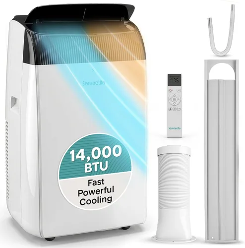 Vista 10 de SereneLife Aire acondicionado portátil, deshumidificador y ventilador Motor dual 3 en 1 8,000 BTU AC con rango de temperatura de 64 °F a 90 °F