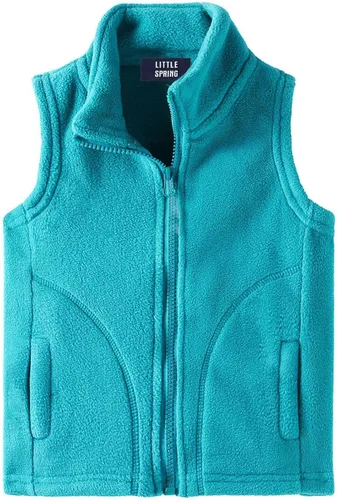 Vista 13 de LittleSpring Boys Girls Fleece Vest Sleeveless Jacket Full-Zip Fall Winter Warm Outerwear Negro