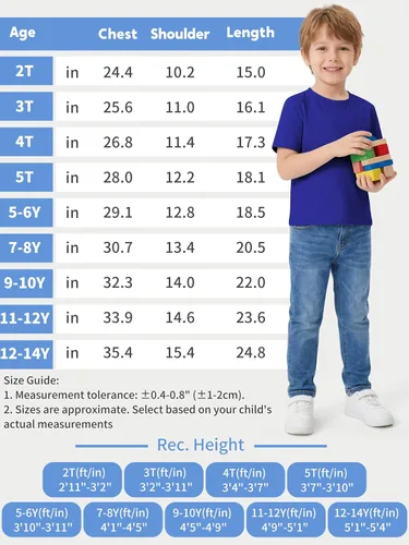 Vista 2 de Poroka 5 Pack Toddler Boys Short Sleeve Cotton T-Shirt Crew Neck T-Shirt for Baby Toddler