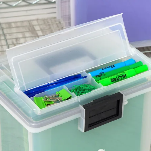 Vista 9 de IRIS - Caja de archivos hermética portátil tamaño carta, paquete de 4, transparente