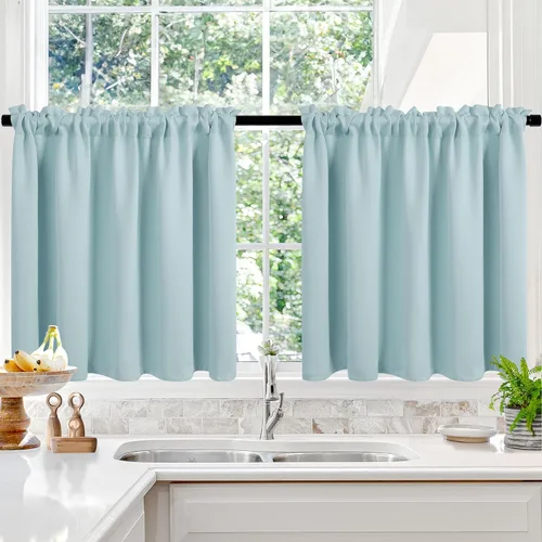 Vista 100 de Deconovo Cortinas opacas, aislamiento térmico, dobladillo para barra, reducción de ruido, certificado Oeko-TEX, cortinas de oscurecimiento