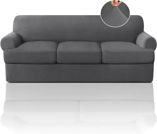 Vista 23 de PrinceDeco Fundas elásticas para sillón de 2 piezas, fundas de sofá para sillas con cojines en forma de T, fundas suaves para muebles con 1 funda